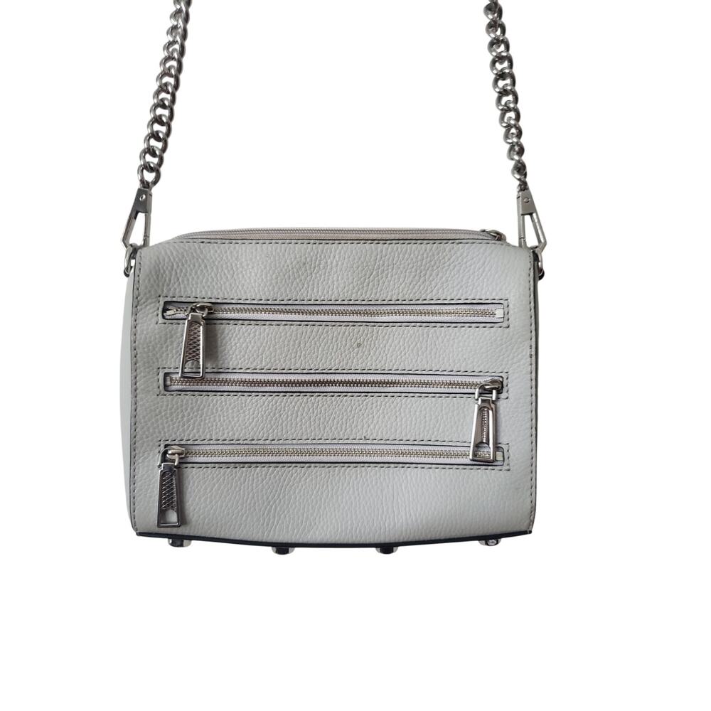 Rebecca Minkoff 3 Zip Leather Crossbody Bag/Purse Blue/Gray Size Medium